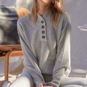 LUNYA Button Cotton Silk Cozy Henley, Medium